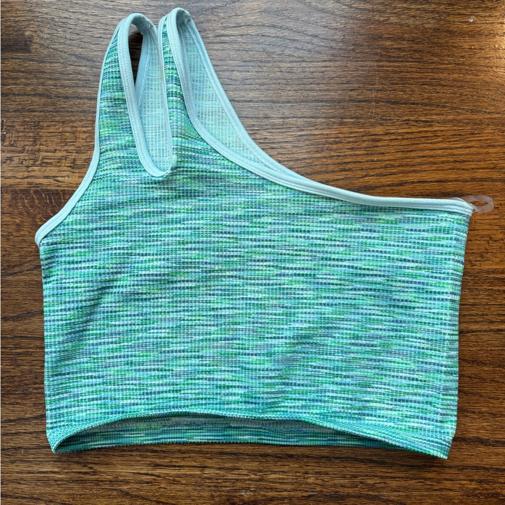 Aerie offline Green and Blue One-Shoulder sports bra long line M